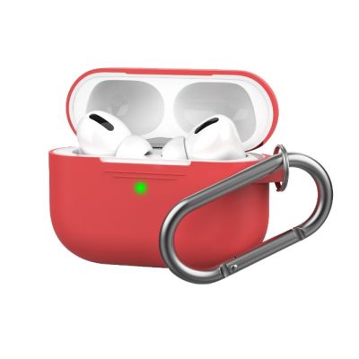 Красный силиконовый чехол для AirPods Pro 2 с карабином