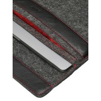 Чехол-конверт в карманом Alexander для MacBook Pro 16", войлок и кожа, тёмно-серый