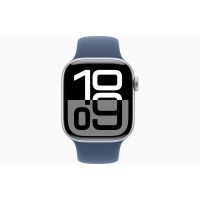 Apple Watch Series 10, GPS, 42mm, Aluminum Silver, Rubber Sport Band «Denim», S/M