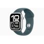 Apple Watch Series 10, GPS, 42mm, Aluminum Silver, Rubber Sport Band «Lake Green», S/M