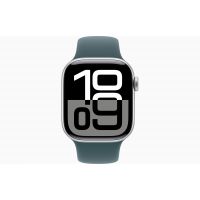Apple Watch Series 10, GPS, 42mm, Aluminum Silver, Rubber Sport Band «Lake Green», S/M