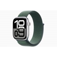 Apple Watch Series 10, GPS, 42mm, Aluminum Silver, Textile Sport Loop «Lake Green»
