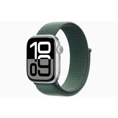 Apple Watch Series 10, GPS, 42mm, Aluminum Silver, Textile Sport Loop «Lake Green»