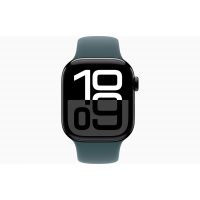 Apple Watch Series 10, GPS, 42mm, Aluminum Jet Black, Rubber Sport Band «Lake Green», S/M