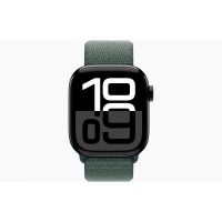 Apple Watch Series 10, GPS, 42mm, Aluminum Jet Black, Textile Sport Loop «Lake Green»