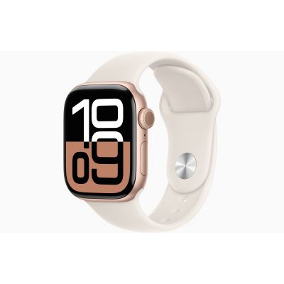 Apple Watch Series 10, GPS, 42mm, Aluminum Rose Gold, Rubber Sport Band «Starlight», M/L