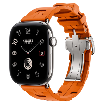 Apple Watch Hermes 12, 42mm, Silver, Kilim Single Tour Deployment Buckle, Orange, MJMU4