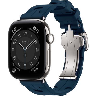 Apple Watch Hermes 12, 42mm, Silver, Kilim Single Tour Deployment, Bleu De Malte, MJMR4