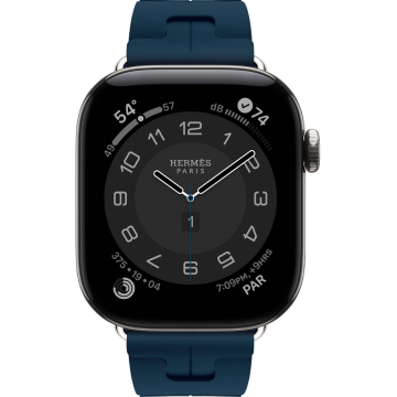 Apple Watch Hermes 12, 42mm, Silver, Kilim Single Tour Deployment Buckle, Bleu De Malte, MJMR4