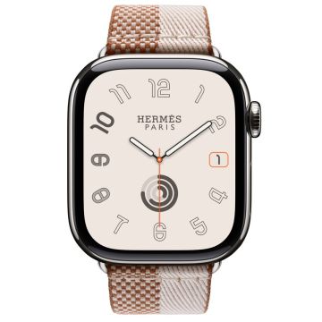 Apple Watch Hermes 12, 42mm, Silver, Toile H Double Jeu, Écru/Écru, MHXH4