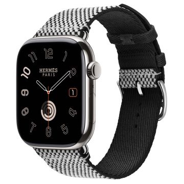 Apple Watch Hermes 12, 42mm, Silver, Toile H Single Tour, Noir/Écru, MDFK4