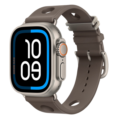 Apple Watch Hermes Ultra 4, 49mm, Natural Titanium, Scub’H Diving, Gris, MJMD4