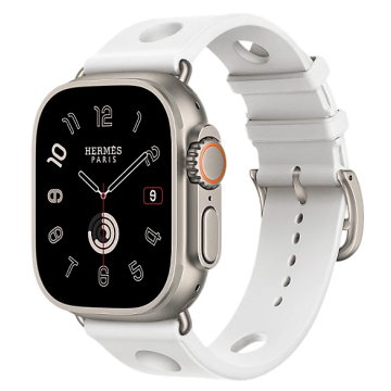 Apple Watch Hermes Ultra 4, 49mm, Natural Titanium, Scub’H Diving, Blanc
