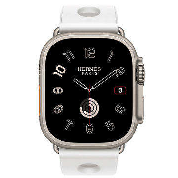 Apple Watch Hermes Ultra 4, 49mm, Natural Titanium, Scub’H Diving, Blanc