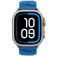 Apple Watch Hermes Ultra 4, 49mm, Natural Titanium, En Mer, Bleu Hydra