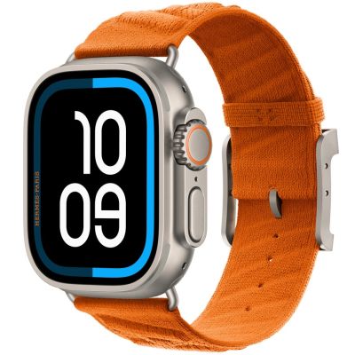 Apple Watch Hermes Ultra 4, 49mm, Natural Titanium, En Mer, Orange, ML6J4