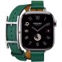 Apple Watch Hermes Series 10 42mm, H42DAPG, Silver Titanium, Double Tour Hapi Attelage, Vert Moyen