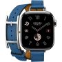 Apple Watch Hermes Series 10 42mm, H42DAPS, Silver Titanium, Double Tour Hapi Attelage, Bleu de France