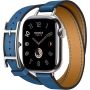 Apple Watch Hermes Series 10 42mm, H42DAPS, Silver Titanium, Double Tour Hapi Attelage, Bleu de France