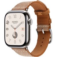 Apple Watch Hermes Series 10 42mm, H9450, Silver Titanium, Toile H Single Tour, Gold/Écru
