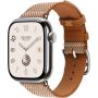 Apple Watch Hermes Series 10 42mm, H9450, Silver Titanium, Toile H Single Tour, Gold/Écru