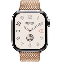 Apple Watch Hermes Series 10 42mm, H9450, Silver Titanium, Toile H Single Tour, Gold/Écru