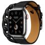 Apple Watch Hermes Series 9 41mm, Двойной кожаный ремешок черного цвета с кожаной цепью