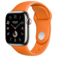 Apple Watch Hermes Series 9 41mm, Двойной кожаный ремешок черного цвета с кожаной цепью