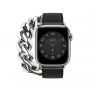 Apple Watch Hermes Series 9 41mm, Noir Swift Leather Gourmette Metal Double Tour