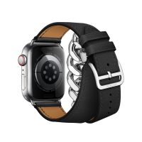 Apple Watch Hermes Series 9 41mm, Noir Swift Leather Gourmette Metal Double Tour