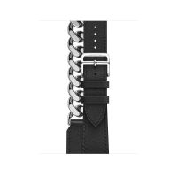 Apple Watch Hermes Series 9 41mm, Noir Swift Leather Gourmette Metal Double Tour