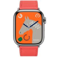 Apple Watch Hermes Series 9 41mm, классический кожаный ремешок розового цвета