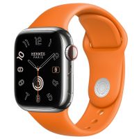 Apple Watch Hermes Series 9 41mm, классический кожаный ремешок розового цвета
