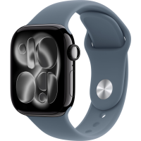 Apple Watch Series 11, 42mm, Aluminum Jet Black, Anchor Blue Sport Band - S/M