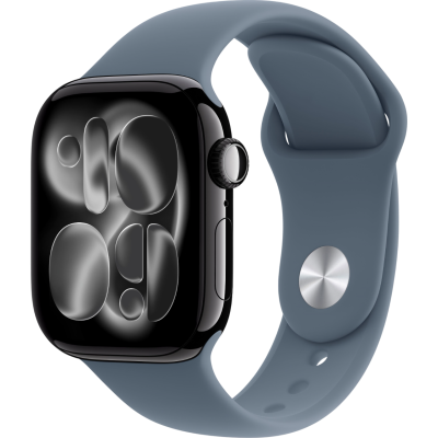 Apple Watch Series 11, 42mm, Aluminum Jet Black, Anchor Blue Sport Band - M/L