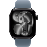 Apple Watch Series 11, 42mm, Aluminum Jet Black, Anchor Blue Sport Band - S/M
