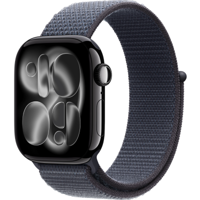 Apple Watch Series 11, 42mm, Aluminum Jet Black, Anchor Blue Textile Sport Loop