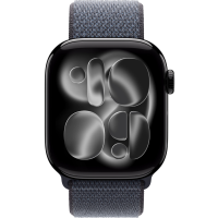 Apple Watch Series 11, 42mm, Aluminum Jet Black, Anchor Blue Textile Sport Loop