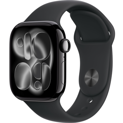 Apple Watch Series 11, 42mm, Aluminum Jet Black, Black Sport Band - M/L