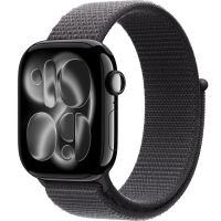 Apple Watch Series 11, 42mm, Aluminum Jet Black, Dark Gray Textile Sport Loop