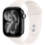 Apple Watch Series 11, 46mm, Aluminum Jet Black, Light Blush Sport Band - M/L