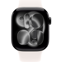 Apple Watch Series 11, 46mm, Aluminum Jet Black, Light Blush Sport Band - M/L