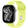 Apple Watch Series 11, 46mm, Aluminum Jet Black, Neon Yellow Sport Band - M/L