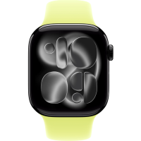 Apple Watch Series 11, 46mm, Aluminum Jet Black, Neon Yellow Sport Band - M/L