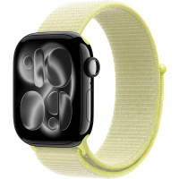 Apple Watch Series 11, 42mm, Aluminum Jet Black, Neon Yellow Textile Sport Loop