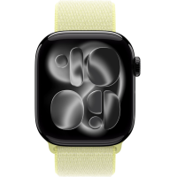 Apple Watch Series 11, 42mm, Aluminum Jet Black, Neon Yellow Textile Sport Loop
