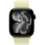 Apple Watch Series 11, 42mm, Aluminum Jet Black, Neon Yellow Textile Sport Loop