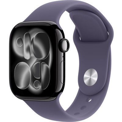 Apple Watch Series 11, 42mm, Aluminum Jet Black, Purple Fog Sport Band - M/L