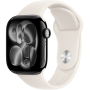 Apple Watch Series 11, 42mm, Aluminum Jet Black, Starlight Sport Band - S/M