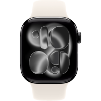 Apple Watch Series 11, 42mm, Aluminum Jet Black, Starlight Sport Band - S/M
